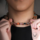 Exquisite Colorful Gemstone Cross Copper Necklace