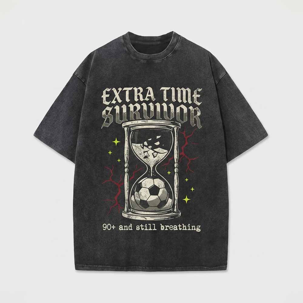 Extra Time Survivor Hourglass Football Vintage Washed T-shirt | Gthic.com