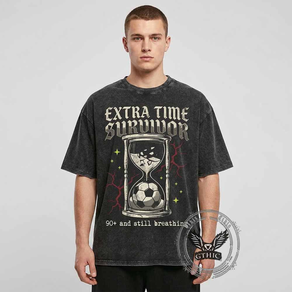 Extra Time Survivor Hourglass Football Vintage Washed T-shirt | Gthic.com