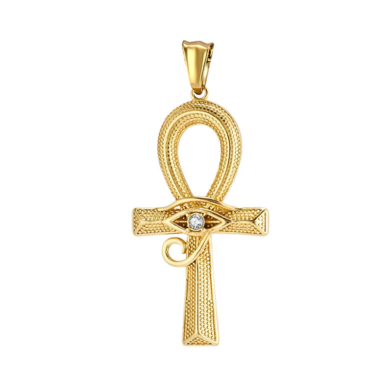 Eye of Ra Ankh Cross Stainless Steel Pendant