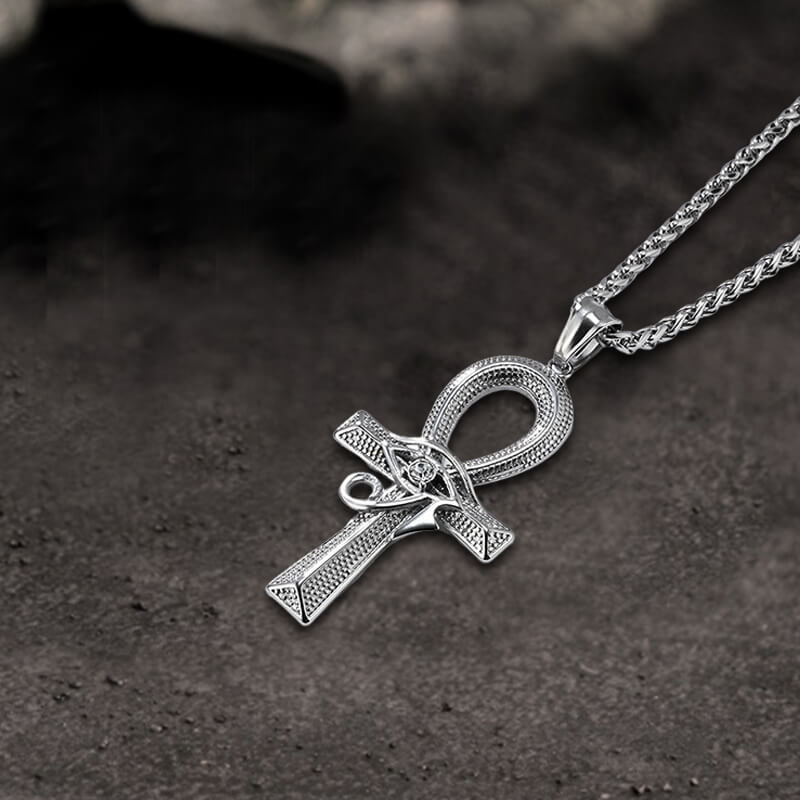 Eye of Ra Ankh Cross Stainless Steel Pendant