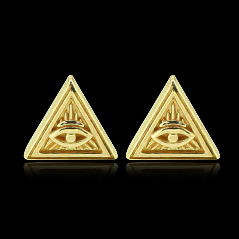 Eye Of Providence 18K Gold Stud Earrings | Gthic.com