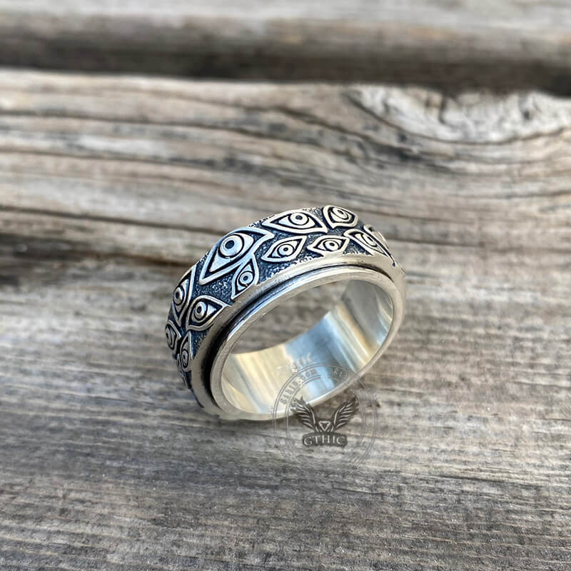 Eye of Providence Sterling Silver Spinner Ring 09 | Gthic.com