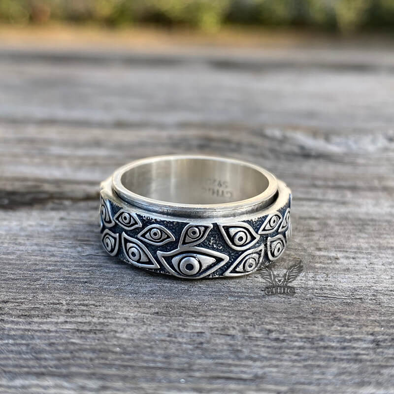 Eye of Providence Sterling Silver Spinner Ring 07 | Gthic.com
