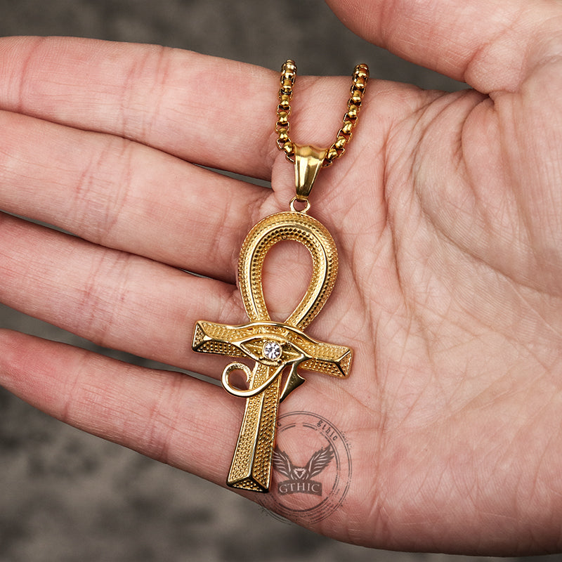 Eye of Ra Ankh Cross Stainless Steel Pendant