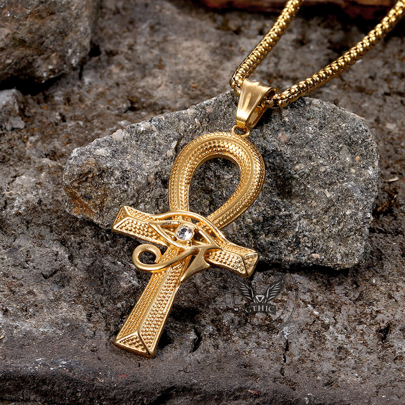 Eye of Ra Ankh Cross Stainless Steel Pendant