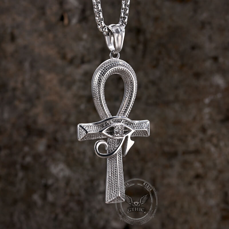Eye of Ra Ankh Cross Stainless Steel Pendant