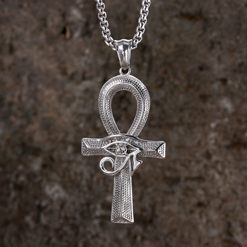 Eye of Ra Ankh Cross Stainless Steel Pendant