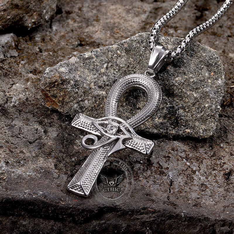 Eye of Ra Ankh Cross Stainless Steel Pendant