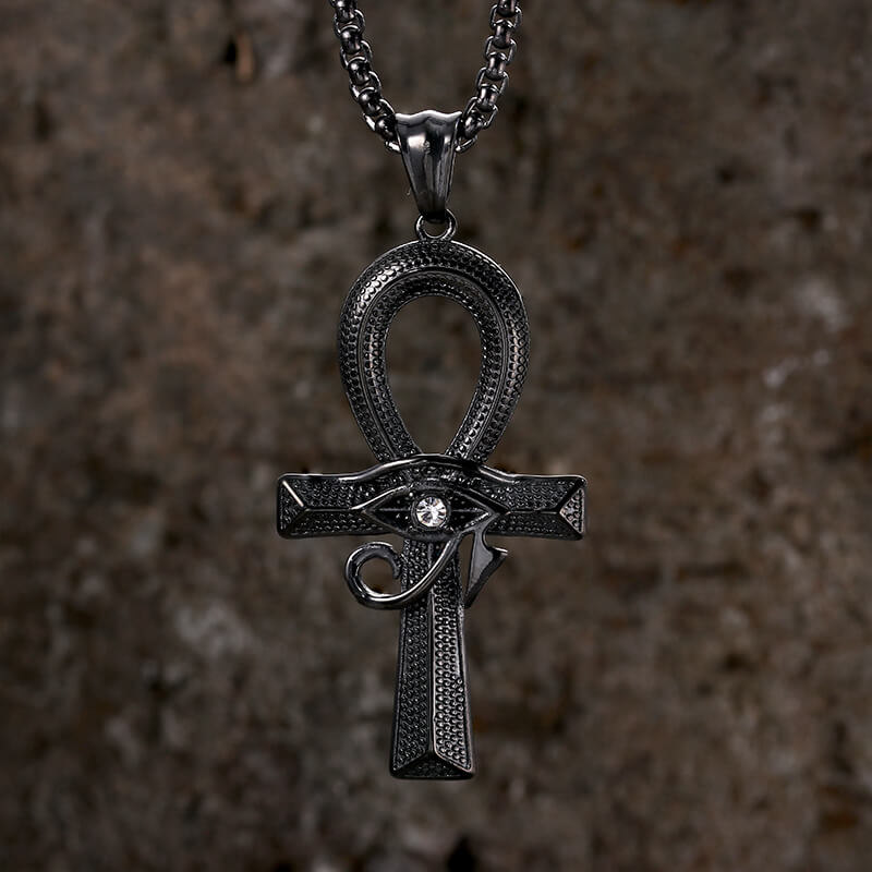 Eye of Ra Ankh Cross Stainless Steel Pendant | Gthic.com