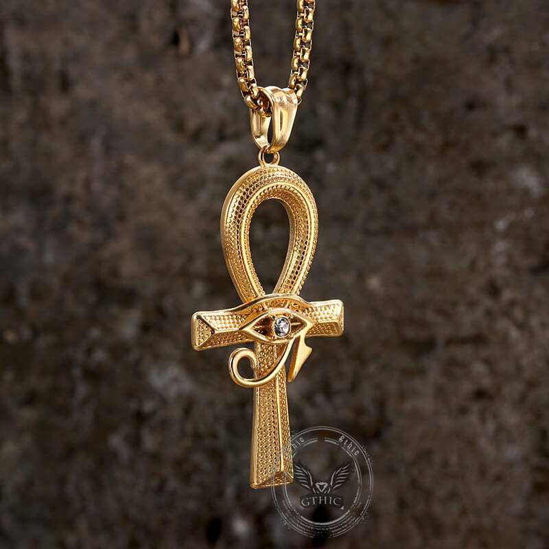 Eye of Ra Ankh Cross Stainless Steel Pendant