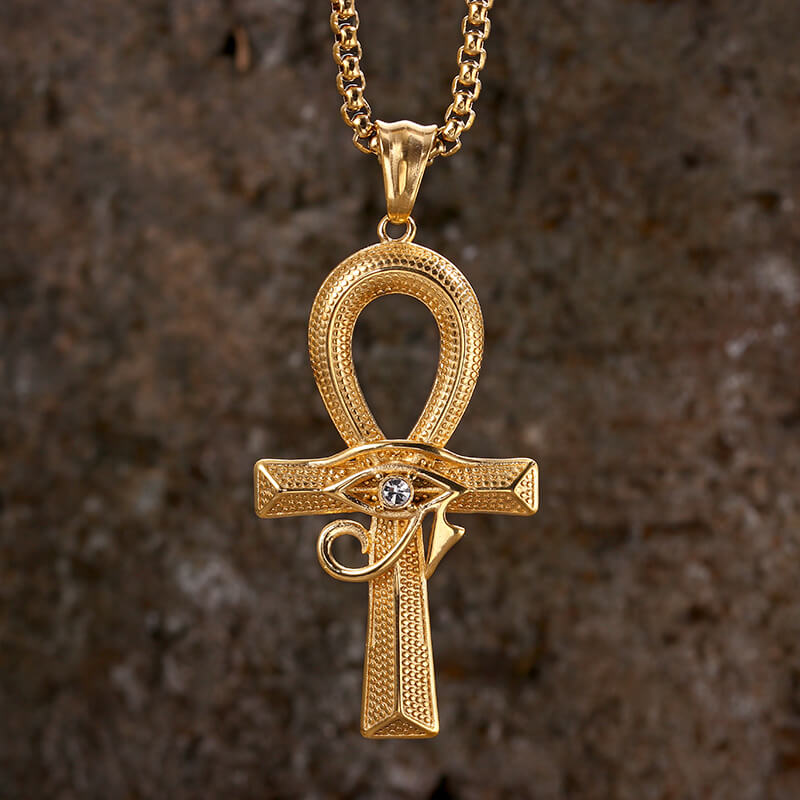 Eye of Ra Ankh Cross Stainless Steel Pendant | Gthic.com