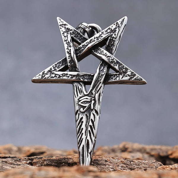 Eye Of Ra Pentagram Stainless Steel Pendant | Gthic.com