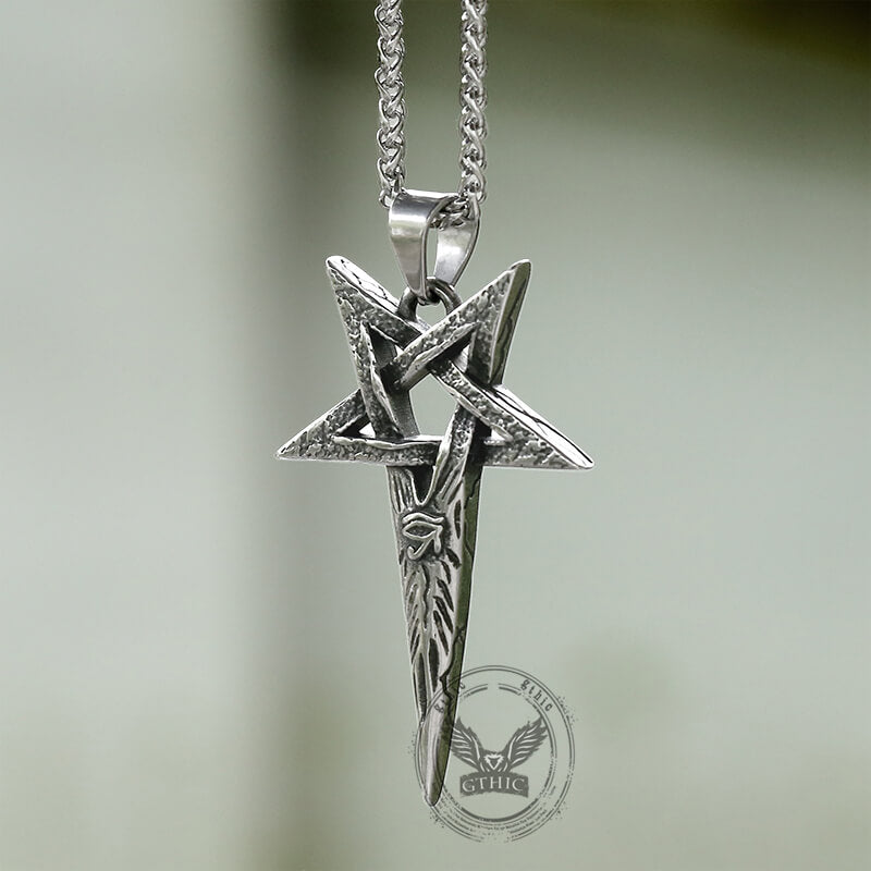 Eye Of Ra Pentagram Stainless Steel Pendant | Gthic.com