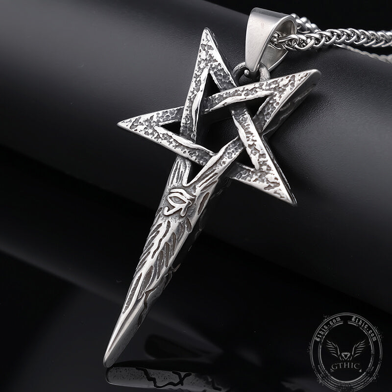 Eye Of Ra Pentagram Stainless Steel Pendant | Gthic.com