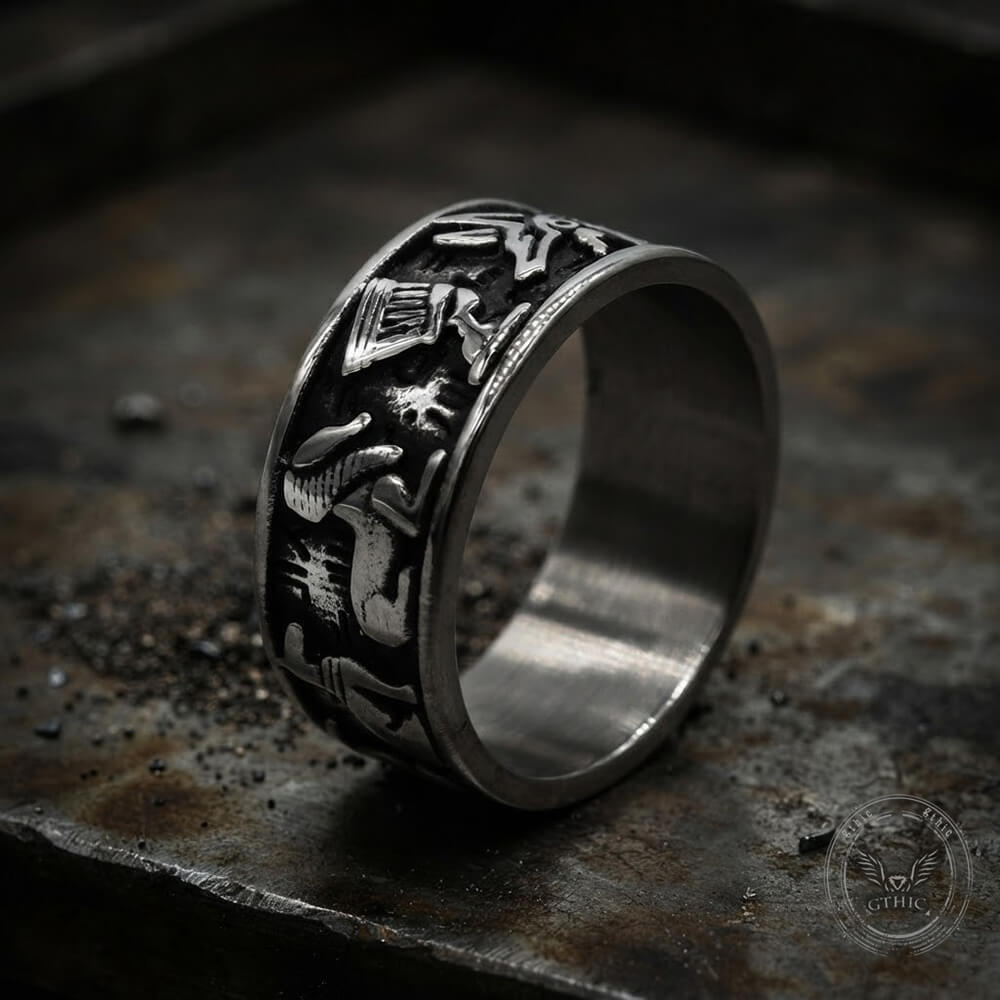 Eye of Ra Stainless Steel Signet Ring