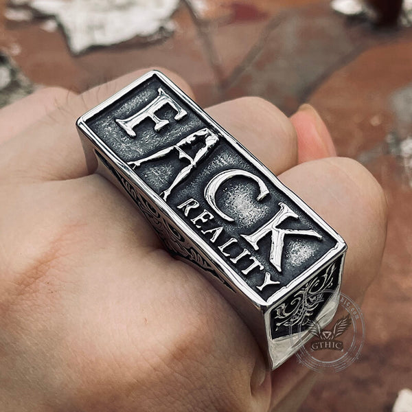 Fack Reality Stainless Steel Ring | Gthic.com