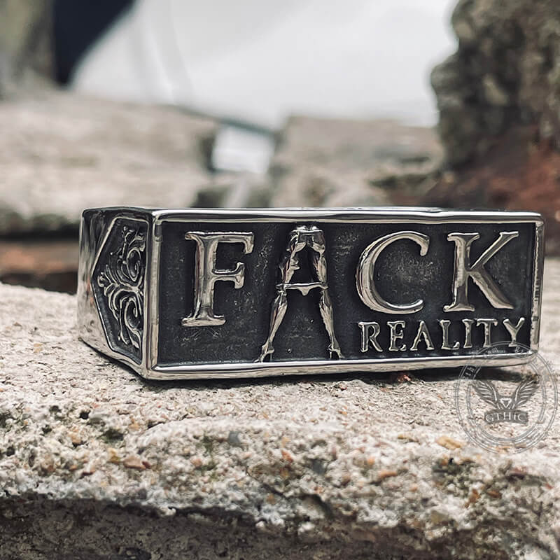 Fack Reality Stainless Steel Ring | Gthic.com