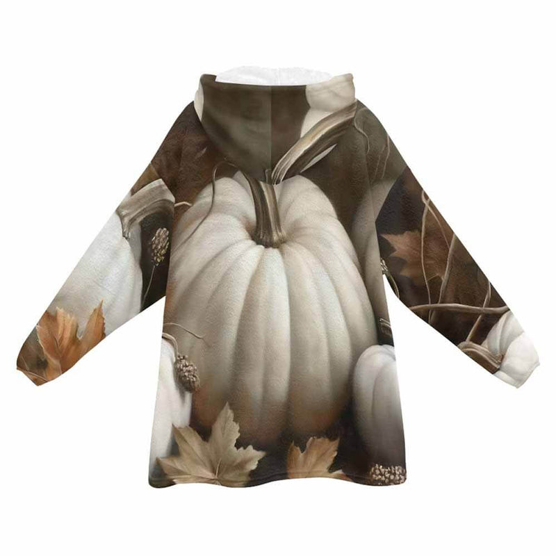 Fall Leaves Pumpkin Print Blanket Hoodie