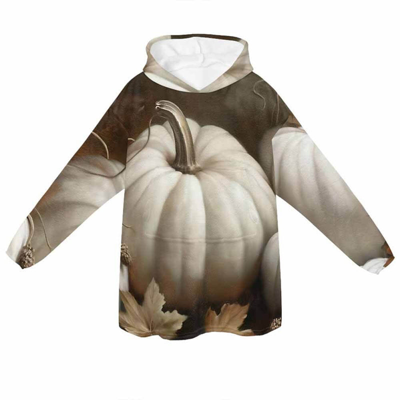 Fall Leaves Pumpkin Print Blanket Hoodie