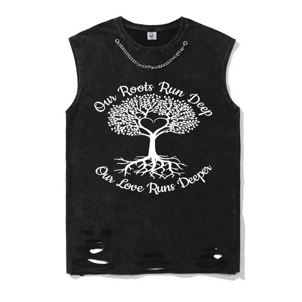 Family Tree Vintage Washed T-shirt Vest Top | Gthic.com