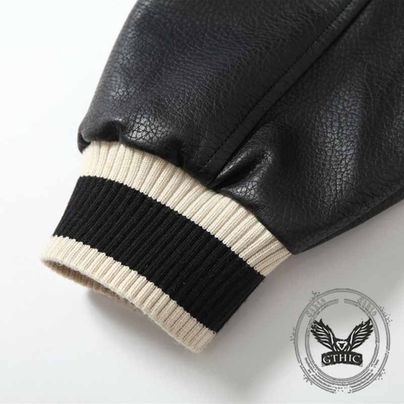 Fashion Angel Wing Statue Print PU Leather Jacket