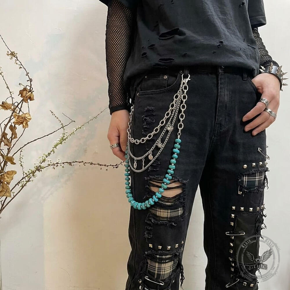 Fashion Bone-Inspired Turquoise Alloy Pants Chain | Gthic.com