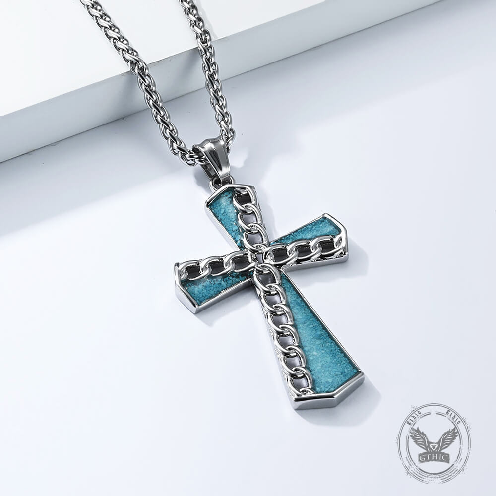 Fashion Chain Turquoise Cross Stainless Steel Pendant | Gthic.com