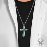 Fashion Chain Turquoise Cross Stainless Steel Pendant | Gthic.com