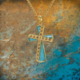 Fashion Chain Turquoise Cross Stainless Steel Pendant