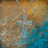 Fashion Chain Turquoise Cross Stainless Steel Pendant