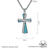 Fashion Chain Turquoise Cross Stainless Steel Pendant