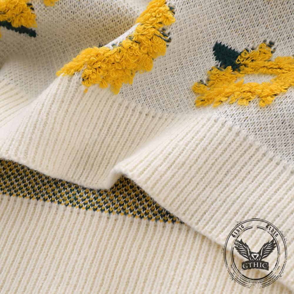 Fashion Chrysanthemum Pattern Knitted Sweater