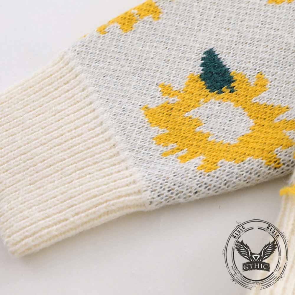 Fashion Chrysanthemum Pattern Knitted Sweater