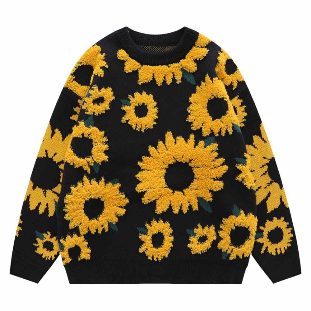 Fashion Chrysanthemum Pattern Knitted Sweater | Gthic.com