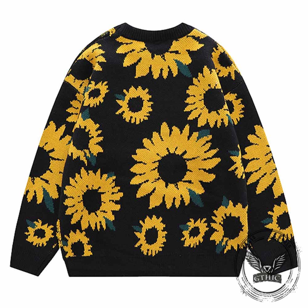 Fashion Chrysanthemum Pattern Knitted Sweater