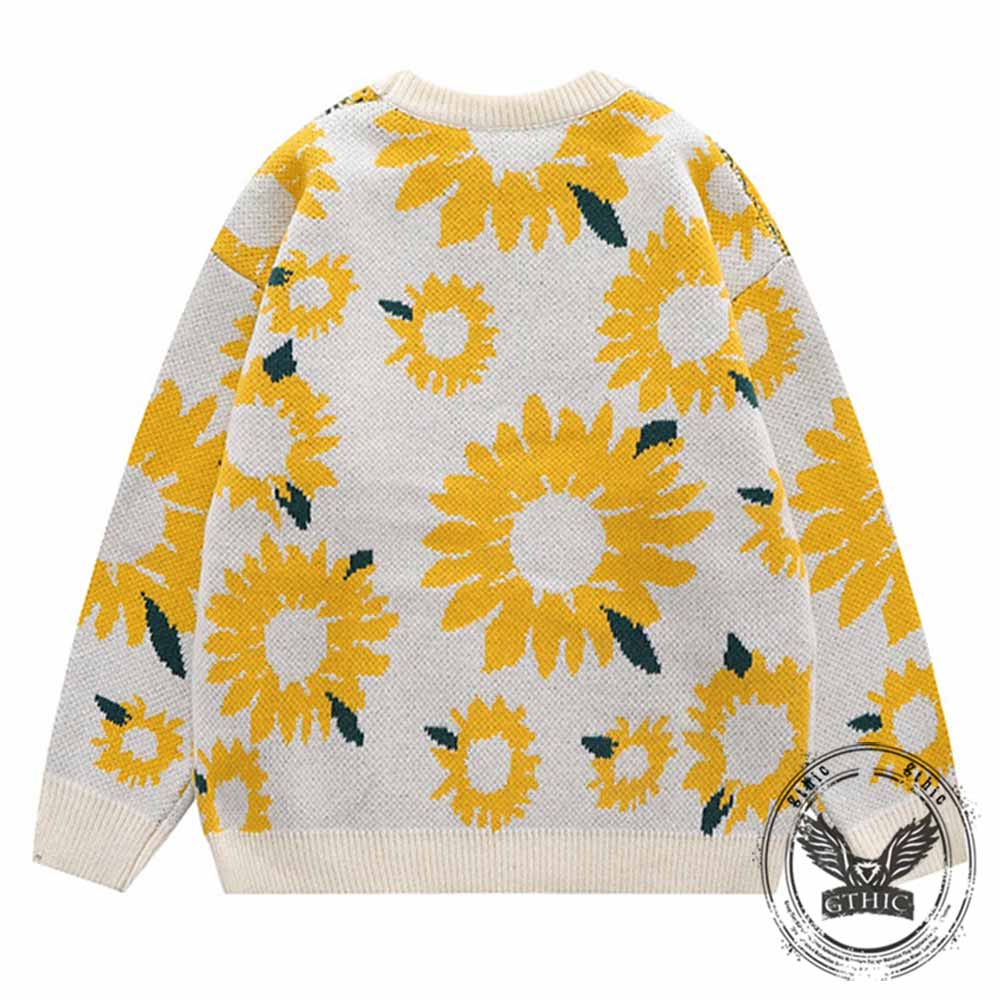 Fashion Chrysanthemum Pattern Knitted Sweater
