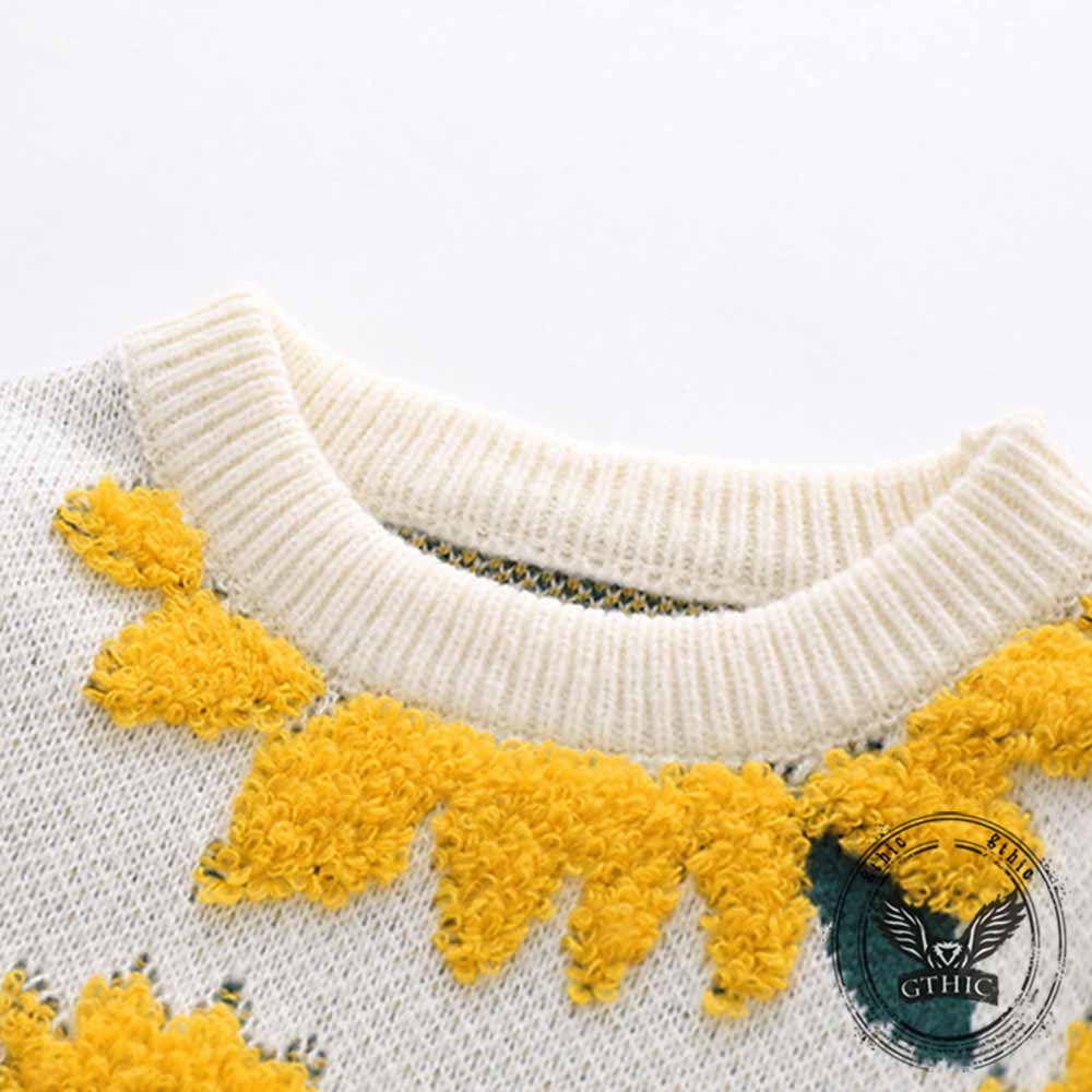Fashion Chrysanthemum Pattern Knitted Sweater