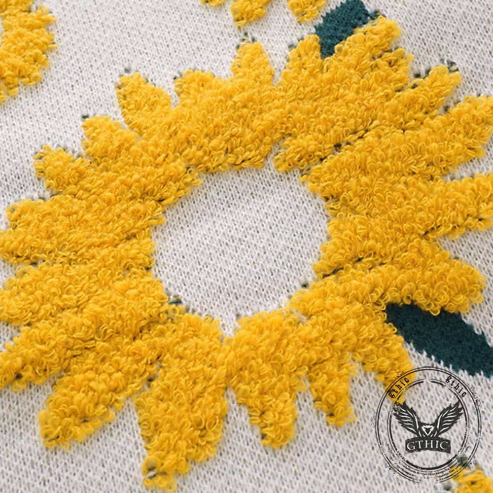 Fashion Chrysanthemum Pattern Knitted Sweater