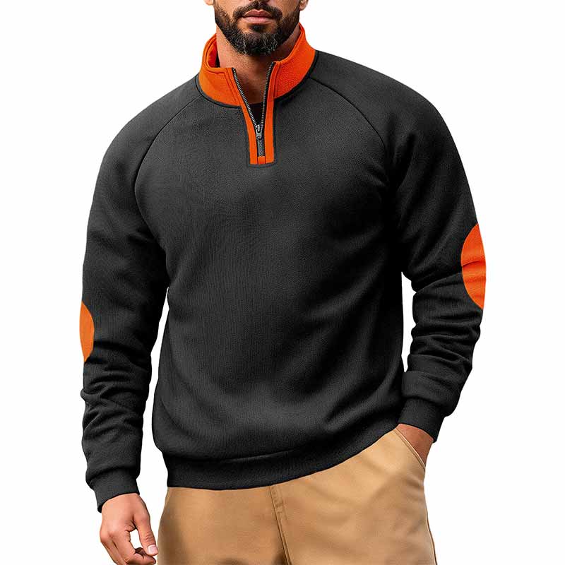 Fashion Colorblock Half-Zip Stand Collar Sweatshirt