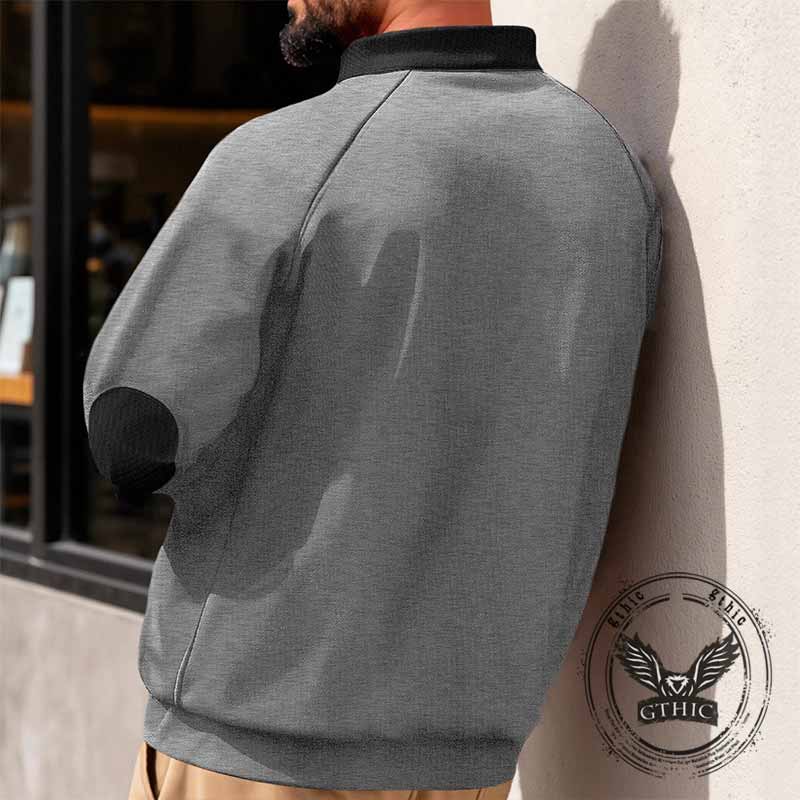 Fashion Colorblock Half-Zip Stand Collar Sweatshirt