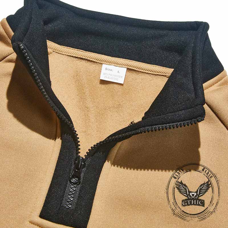 Fashion Colorblock Half-Zip Stand Collar Sweatshirt