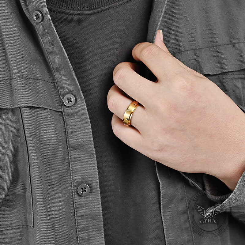 Fashion Colored Diamond Stainless Steel Spinner Ring | Gthic.com