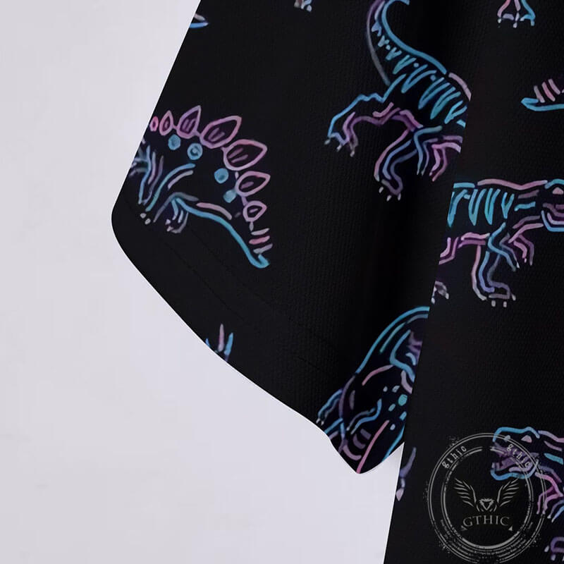 Fashion Colorful Dinosaur Print Short Sleeve Polo Shirt