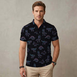 Fashion Colorful Dinosaur Print Short Sleeve Polo Shirt | Gthic.com