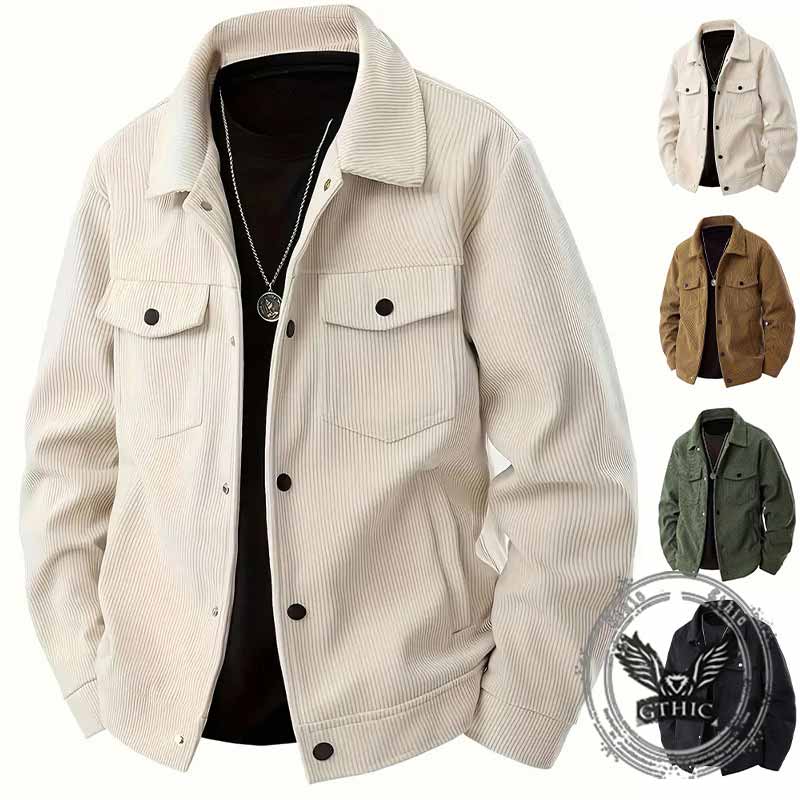 Fashion Corduroy Single-Breasted Lapel Coat | Gthic.com