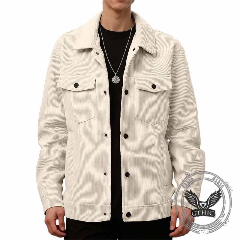 Fashion Corduroy Single-Breasted Lapel Coat | Gthic.com