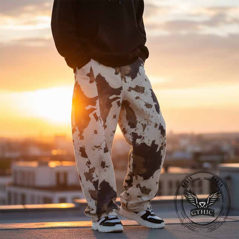 Fashion Cow Camouflage Print Wide-Leg Scimitar Pants | Gthic.com