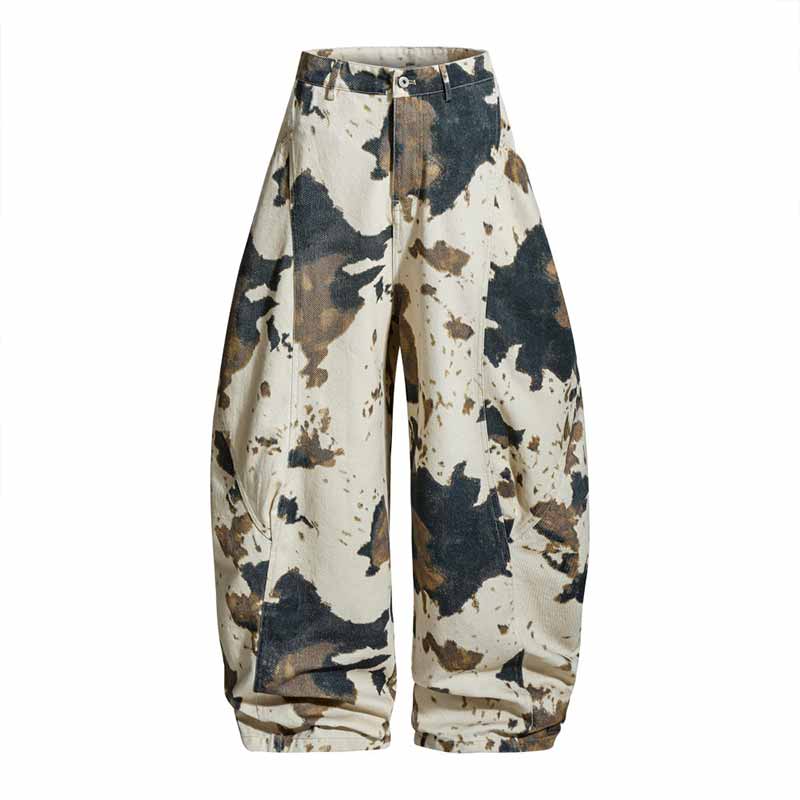 Fashion Cow Camouflage Print Wide-Leg Scimitar Pants | Gthic.com
