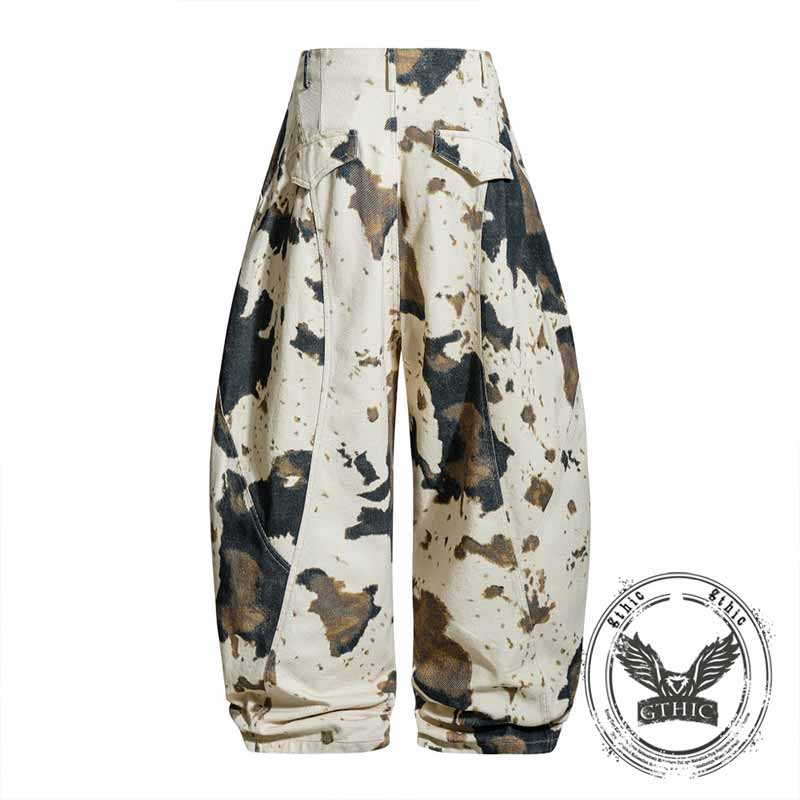 Fashion Cow Camouflage Print Wide-Leg Scimitar Pants | Gthic.com